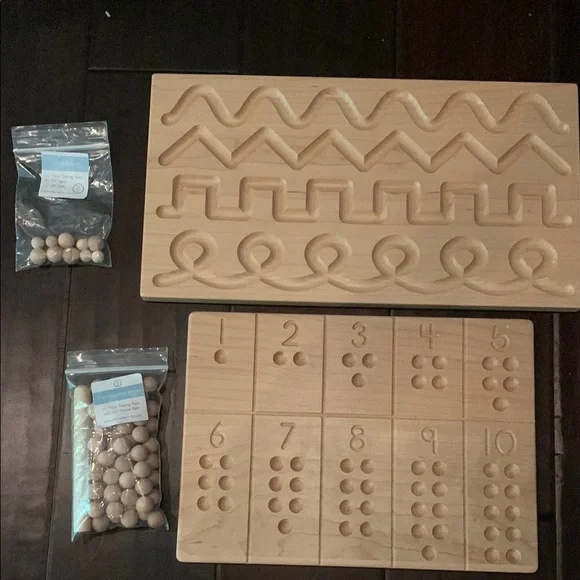 Wooden Shape, Pre-writing, and Number Learning Toy Set - Picture 2 of 3
